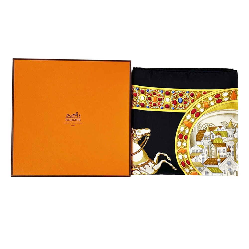 HERMES Black Silk Scarf - Picture 3 of 10